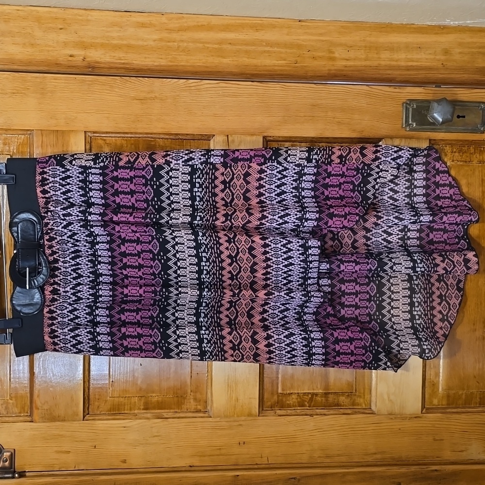 No Boundaries Purple and Black Boho Belted Hi- Lo Skirt L - Picture 3 of 3